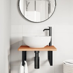 Étagère de vasque murale acier et bois massif de hêtre 624514624514