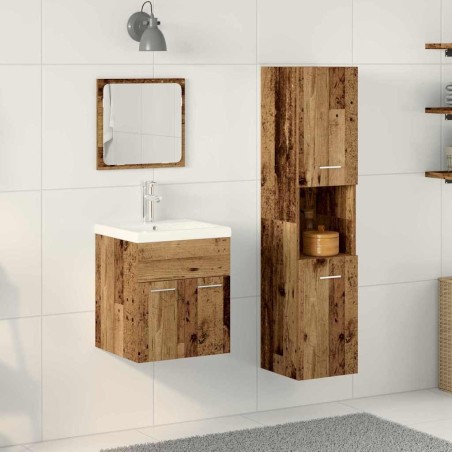 Ensemble de mobilier de salle de bain 4 pcs Bois ancien 624515624515