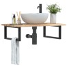 Étagère de vasque murale acier et bois massif d'acacia 624517624517