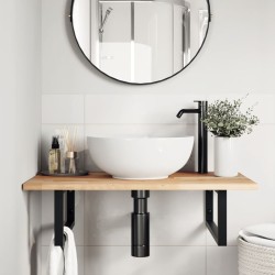 Étagère de vasque murale acier et bois massif d'acacia 624517624517
