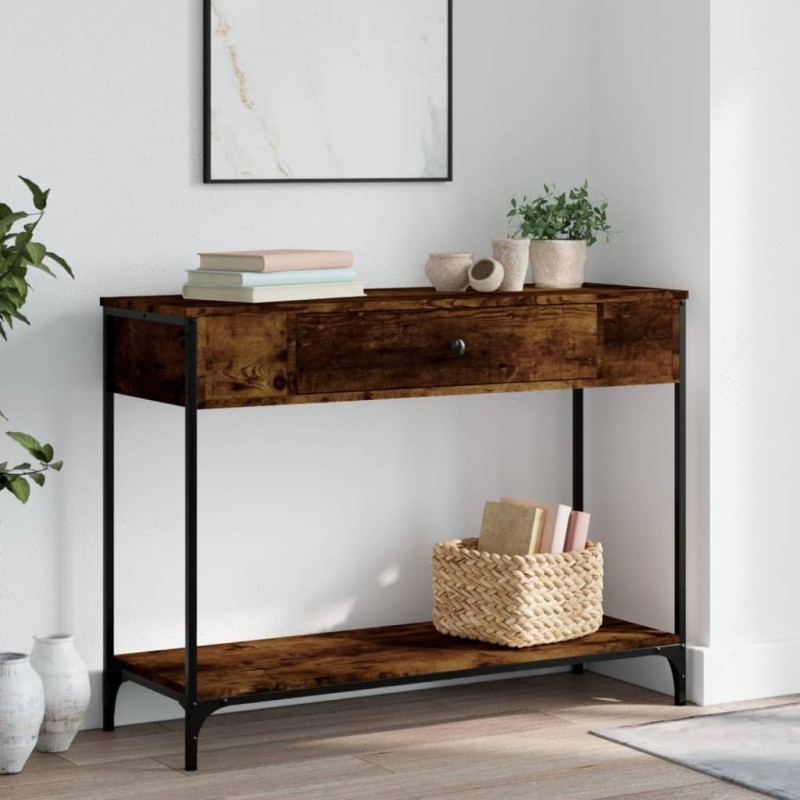 Table console chêne fumé 100x34,5x75 cm bois d'ingénierie 624524624524