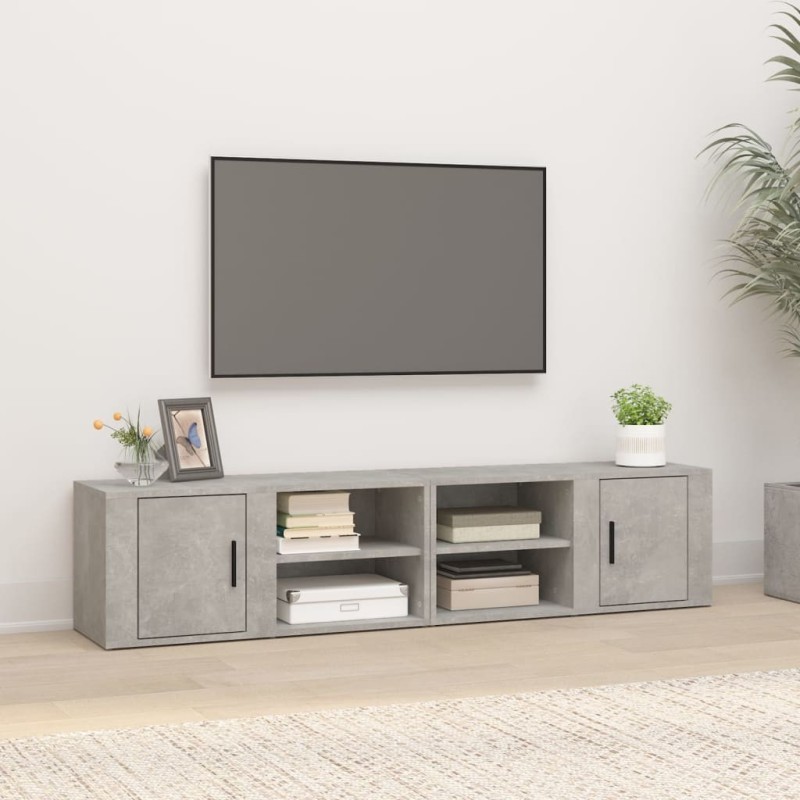 Meubles TV 2 pcs Gris béton 80x31,5x36 cm Bois d'ingénierie 624529624529