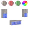 Meuble TV muraux 4 pcs avec lumières LED sonoma gris 624530624530