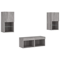 Meuble TV muraux 4 pcs avec lumières LED sonoma gris 624530624530