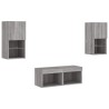Meuble TV muraux 4 pcs avec lumières LED sonoma gris 624530624530