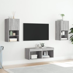 Meuble TV muraux 4 pcs avec lumières LED sonoma gris 624530624530