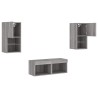 Meuble TV muraux 4 pcs avec lumières LED sonoma gris 624530624530