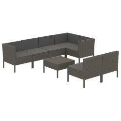 Salon de jardin 8 pcs avec coussins résine tressée gris 624537624537