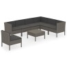 Salon de jardin 8 pcs avec coussins résine tressée gris 624538624538