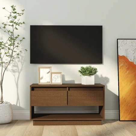 Meuble TV Marron miel 74x34x40 cm Bois de pin massif 624545624545