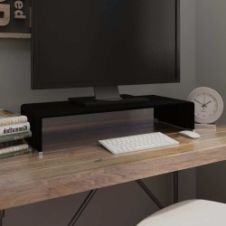 Meuble TV/support pour moniteur 70x30x13 cm verre noir 624551624551