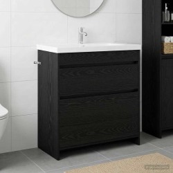 Meuble sous lavabo de salle de bain Chêne noir 624553624553