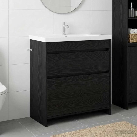 Meuble sous lavabo de salle de bain Chêne noir 624553624553