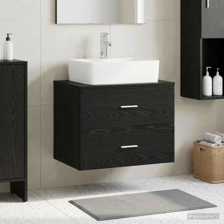 Meuble de Salle de Bain Suspendu Chêne noir 62,5 x 44,5 x 50 cm 624554624554