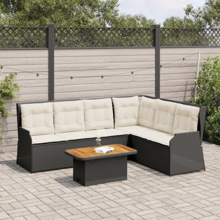Salon de jardin 5 pcs avec coussins Noir Résine tressée 624577624577