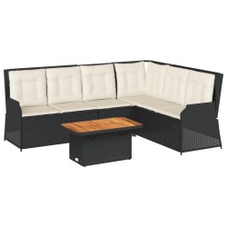 Salon de jardin 5 pcs avec coussins Noir Résine tressée 624577624577