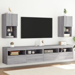 Meubles TV avec lumières LED 2 pcs sonoma gris 30,5x30x60 cm 624579624579
