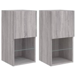 Meubles TV avec lumières LED 2 pcs sonoma gris 30,5x30x60 cm 624579624579