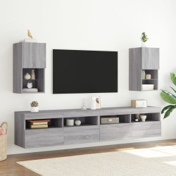 Meubles TV avec lumières LED 2 pcs sonoma gris 30,5x30x60 cm 624579624579