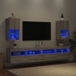 Meubles TV avec lumières LED 2 pcs sonoma gris 30,5x30x60 cm 624579624579