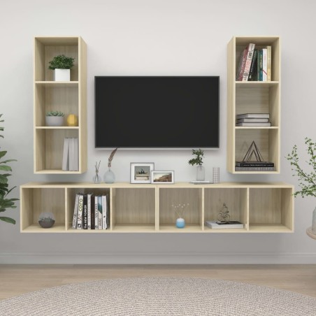 Meubles TV muraux 4 pcs Chêne sonoma Bois d'ingénierie 624580624580