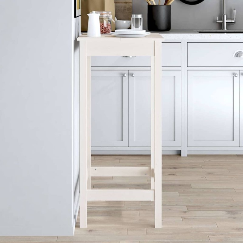 Table de bar blanc 50x50x110 cm bois massif de pin 624581624581