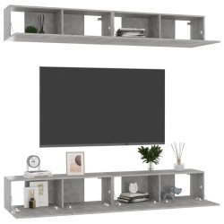 Meubles TV 4 pcs Gris béton 100x30x30 cm Bois d'ingénierie 624589624589