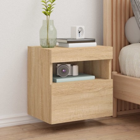 Meubles TV muraux lumières LED 2 pcs chêne sonoma 40x30x40 cm 624591624591