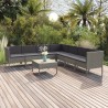Salon de jardin 8 pcs avec coussins résine tressée gris 624598624598