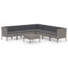 Salon de jardin 8 pcs avec coussins résine tressée gris 624598624598