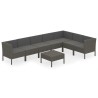 Salon de jardin 8 pcs avec coussins résine tressée gris 624600624600