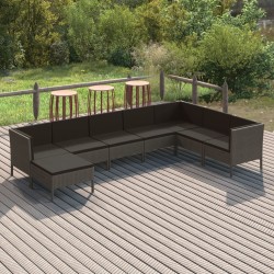 Salon de jardin 8 pcs avec coussins résine tressée gris 624601624601