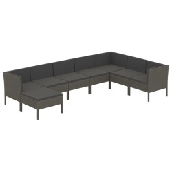 Salon de jardin 8 pcs avec coussins résine tressée gris 624601624601