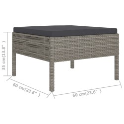 Salon de jardin 8 pcs avec coussins résine tressée gris 624601624601