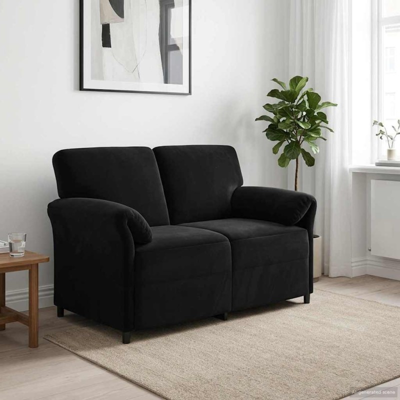 Sofa 2 places Noir 138 x 83 x 95 cm Velours 624613624613