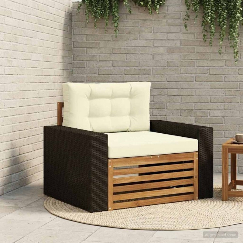 Sofa de milieu extérieur Bois d'Acacia Massif Naturel 624614624614