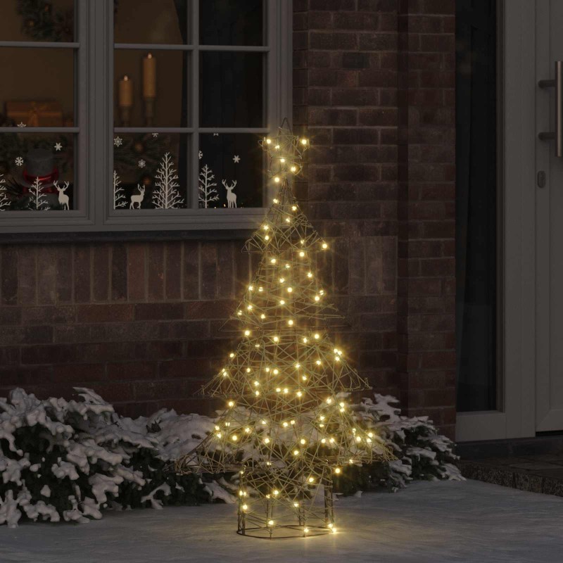 Sapin de Noël avec 120 LED Blanc chaud 150 cm Rotin 624616624616