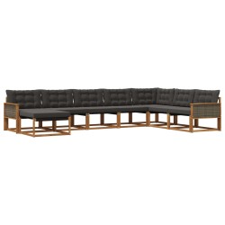 Ensemble de canapés d'extérieur 8 pcs Naturel et noir 624618624618