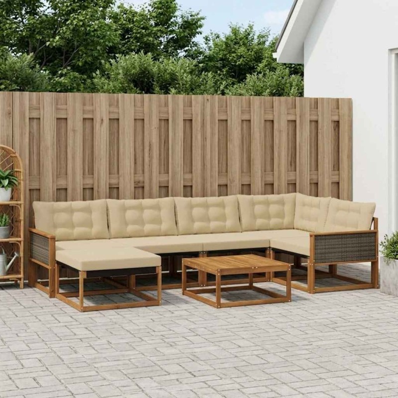 Ensemble de canapés d'extérieur 7 pcs Naturel et Beige 624626624626
