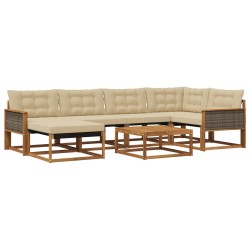 Ensemble de canapés d'extérieur 7 pcs Naturel et Beige 624626624626