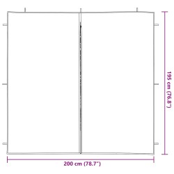 Mur de tente de fête 2 pcs Gris clair 200 x 195 cm PE et acier 624628624628