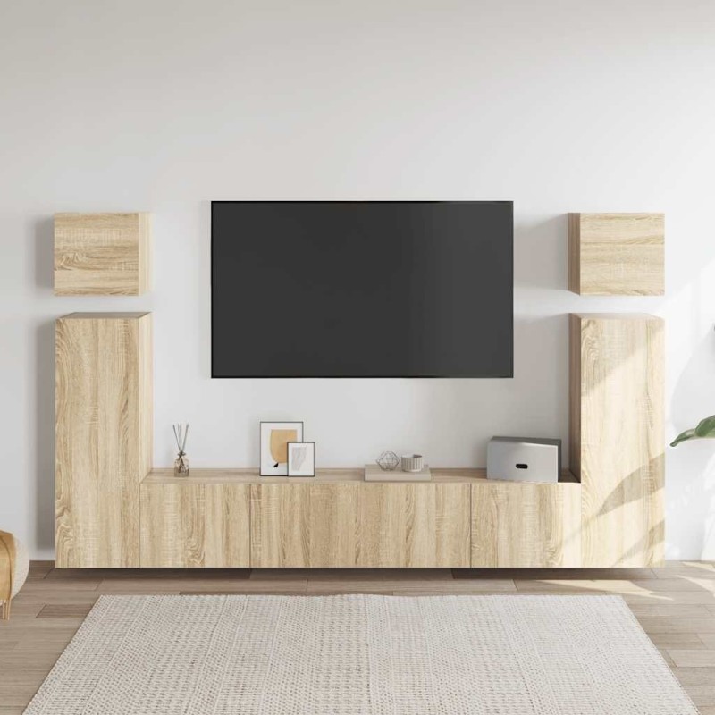 Ensemble de meuble TV 8 pcs Chêne sonoma Bois d'ingénierie 624630624630