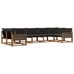 Ensemble de canapés d'extérieur 7 pcs Naturel et noir 624636624636