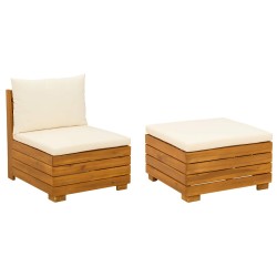 Ensemble de salon de jardin 2 Pièce Marron Bois d'Acacia Massif 624637624637