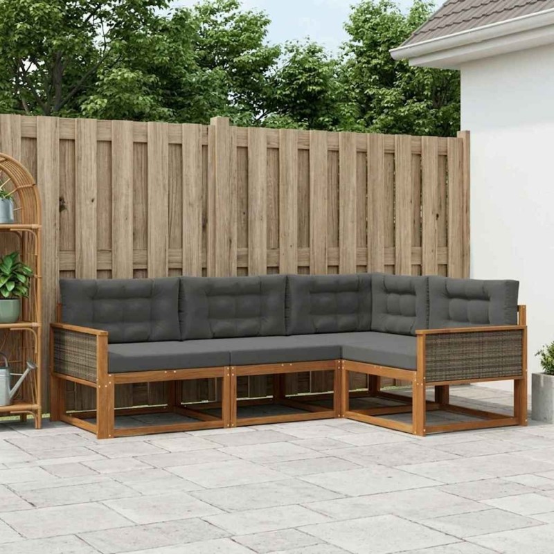 Ensemble de canapés d'extérieur 4 pcs Naturel et Anthracite 624639624639
