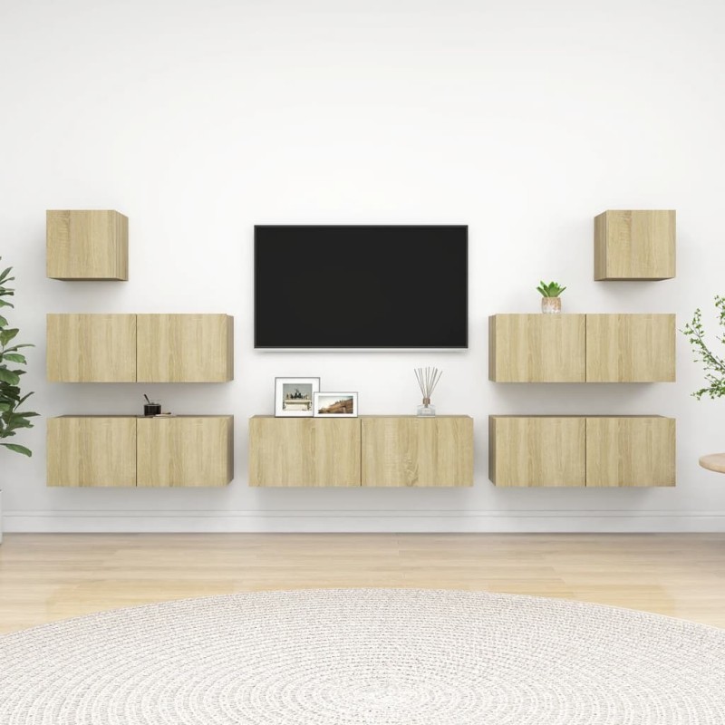 Ensemble de meuble TV 7 pcs Chêne sonoma Bois d'ingénierie 624642624642