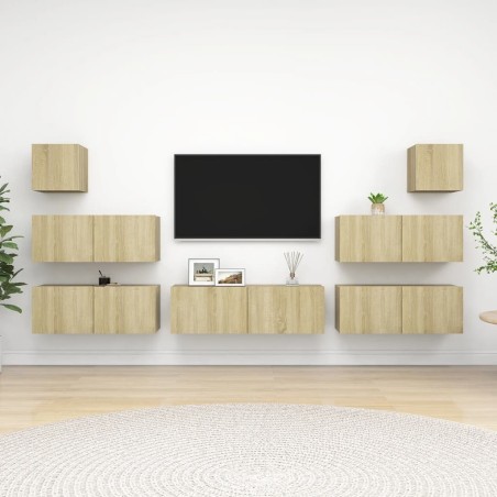 Ensemble de meuble TV 7 pcs Chêne sonoma Bois d'ingénierie 624642624642