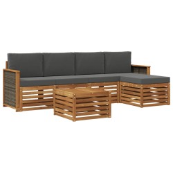 Ensemble de canapés d'extérieur 6 pcs Naturel et Anthracite 624645624645