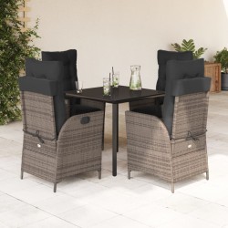 Ensemble à manger de jardin 5 pcs coussins gris résine tressée 624648624648