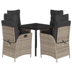 Ensemble à manger de jardin 5 pcs coussins gris résine tressée 624648624648